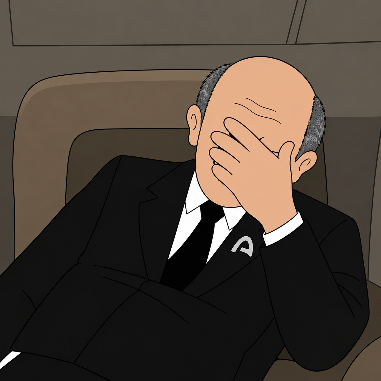 Joromy facepalming in the back of a car